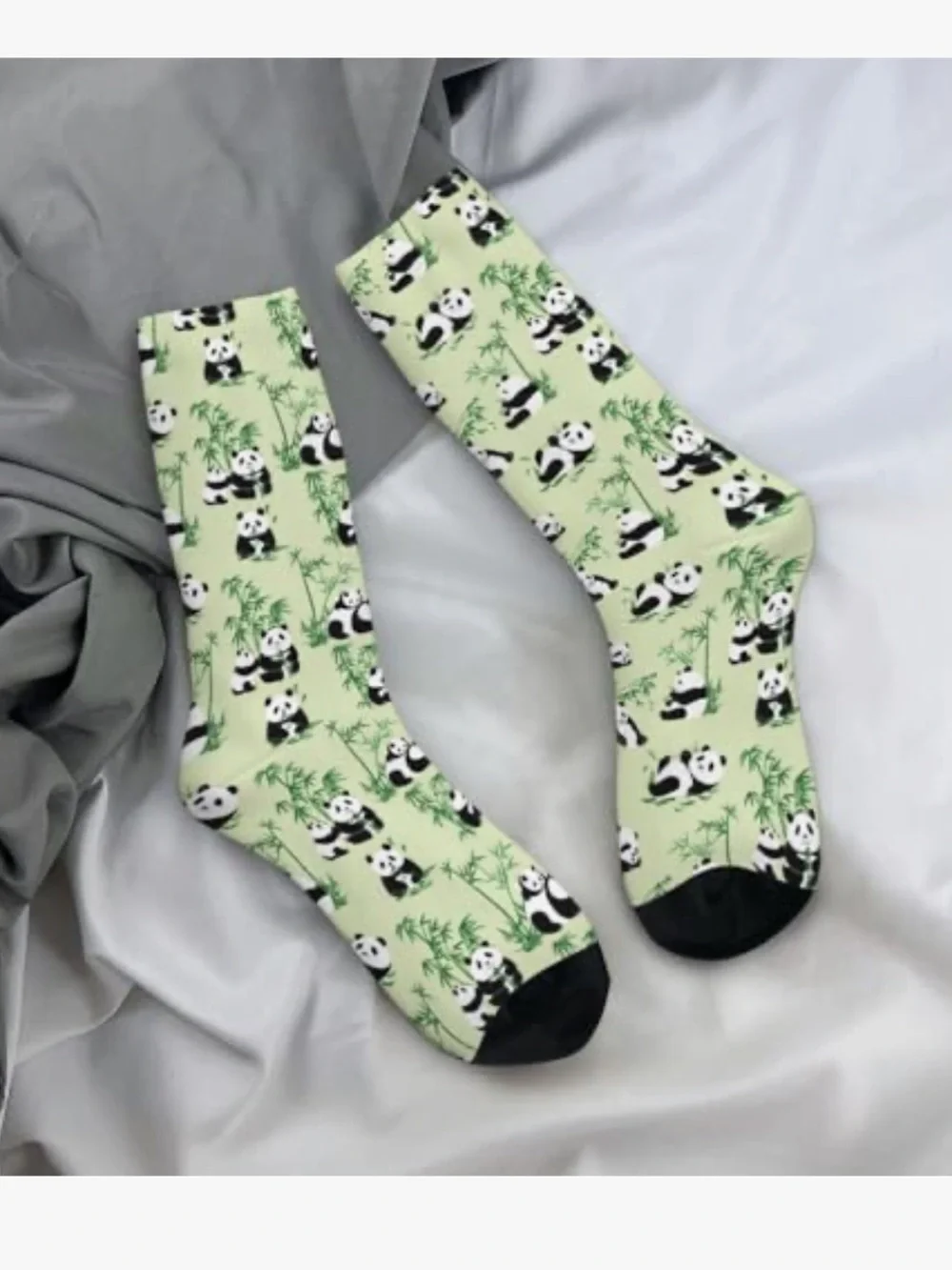 Anthology Panda Print Green Crew Socks
